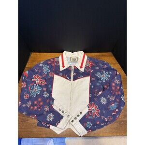 VINTAGE 90s Wrangler Silver Lake Western Jacket - Aztec Floral Quilt Print - L